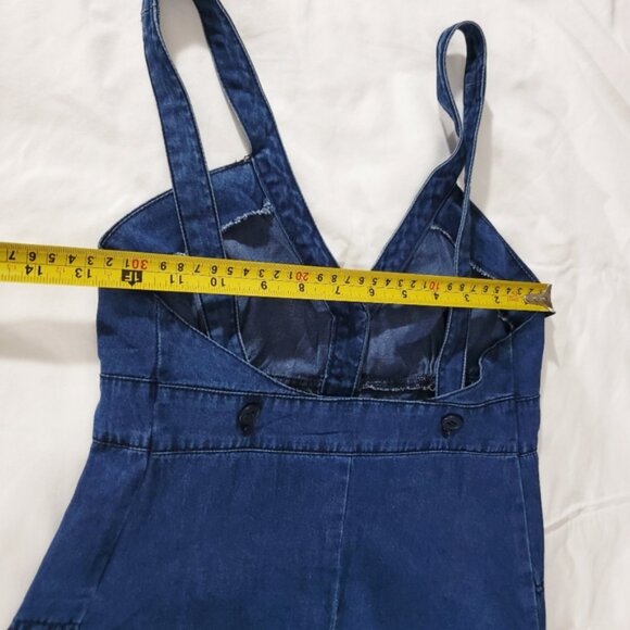 H&M EUROPE- Vintage Cotton Dungaree Overall A Line Dress - Picture 12 of 16
